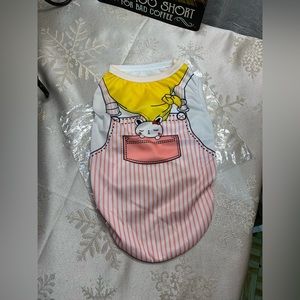 Pink Striped Overalls Pet Shirt